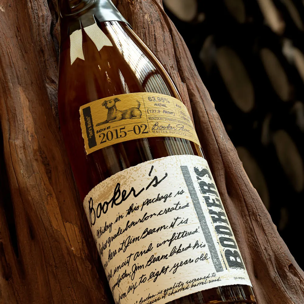 Booker’s bottle batch 2015-02 with box and dark background