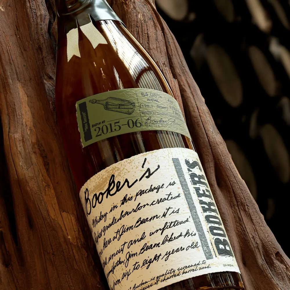 Booker’s bottle batch 2015-06 with box and dark background
