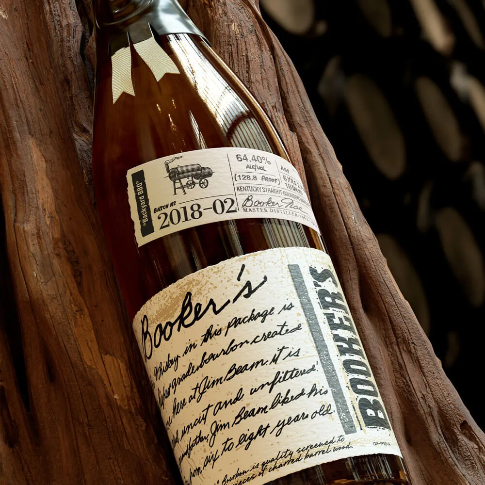 Booker’s bottle batch 2018-02 with box and dark background