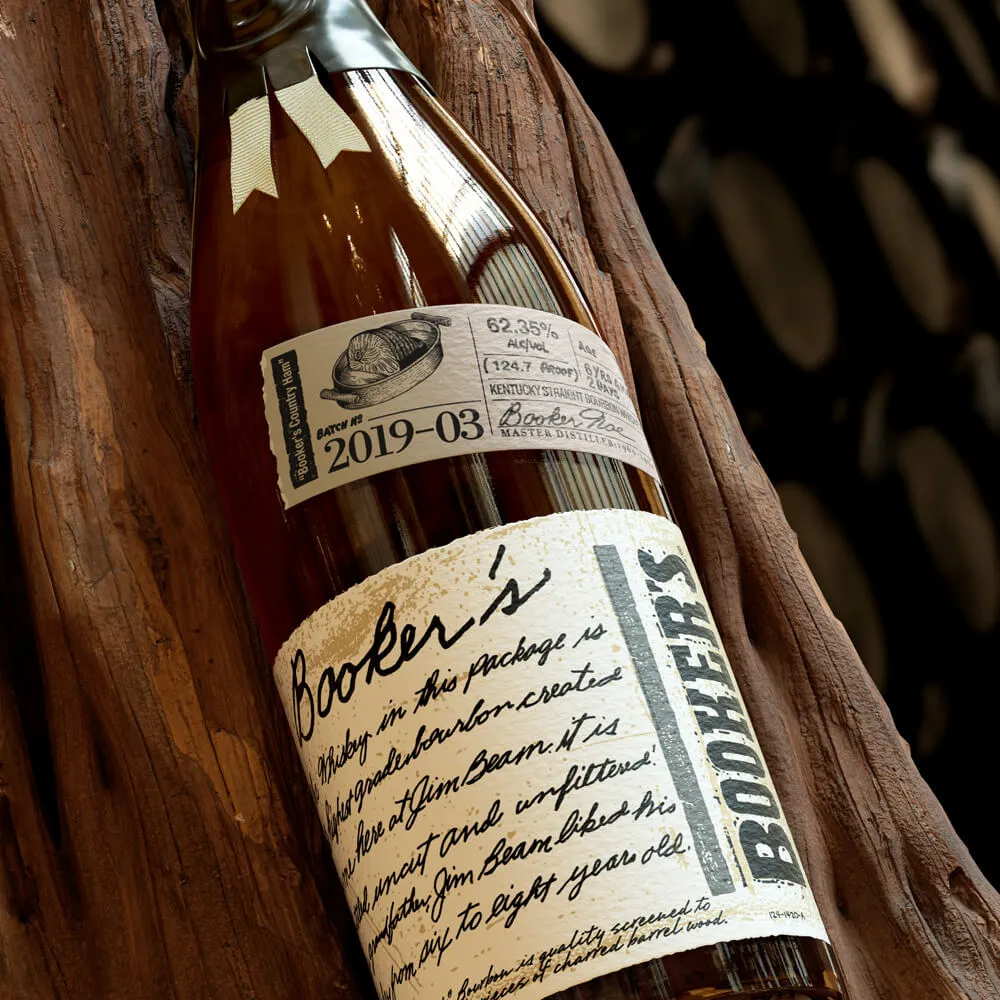 Booker’s bottle batch 2019-03 with box and dark background