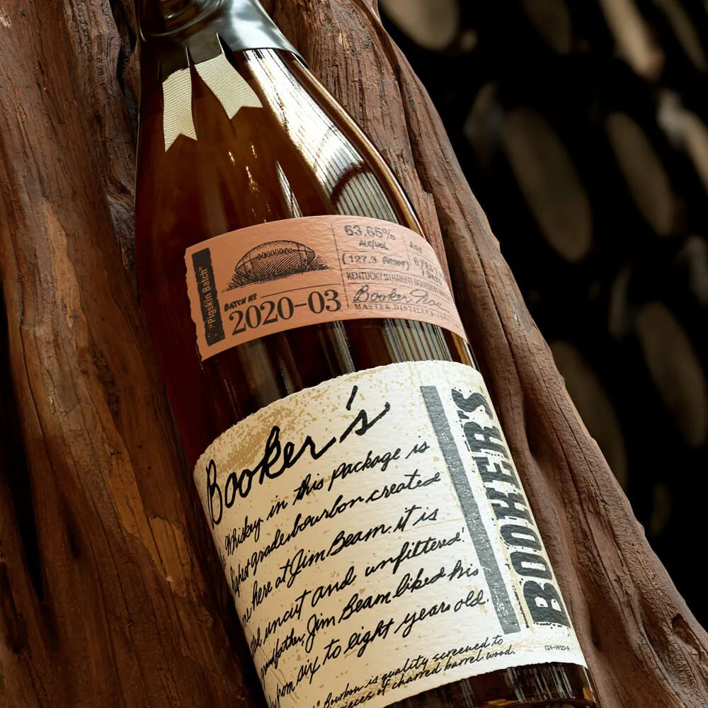 Booker’s bottle batch 2020-03 with box and dark background