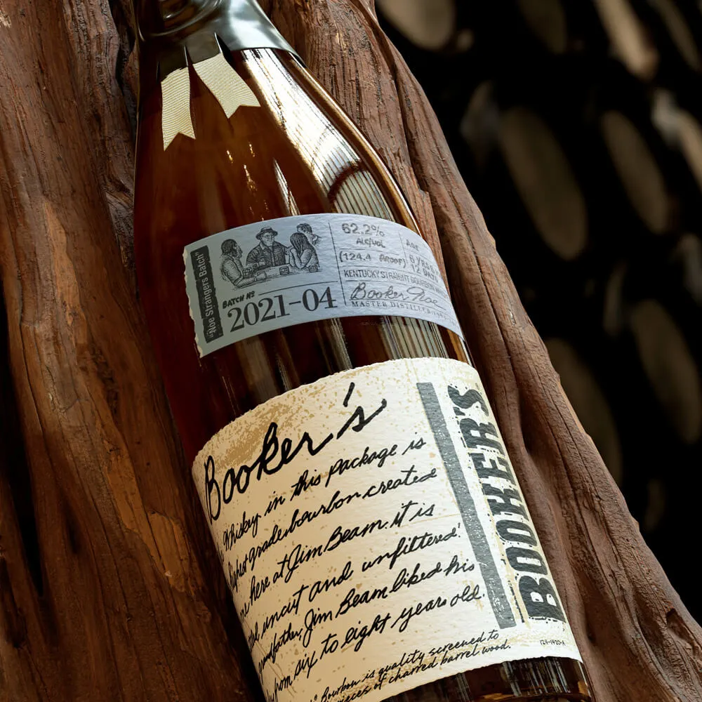 Booker’s bottle batch 2021-04 with box and dark background