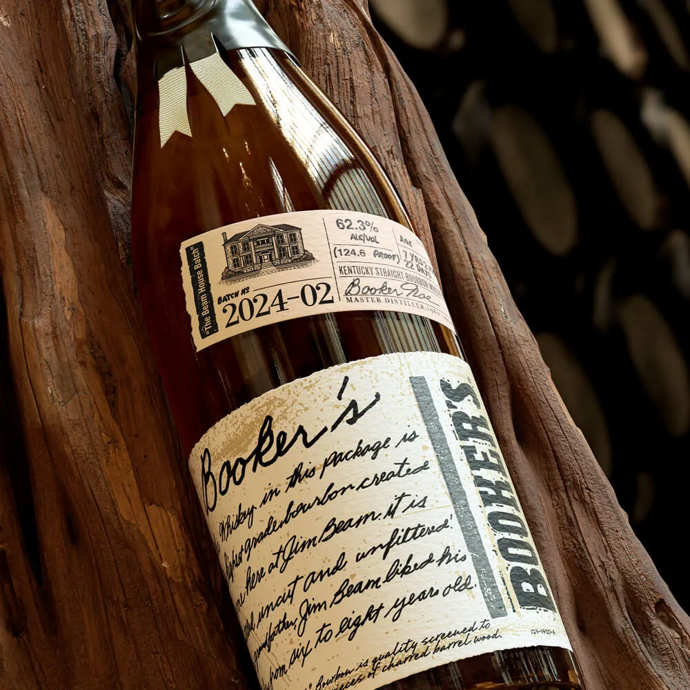 Booker’s bottle batch 2024-02 with box and dark background